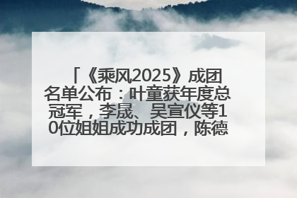 《乘风2025》成团名单公布：叶童获年度总冠军，李晟、吴宣仪等10位姐姐成功成团，陈德容获年度高光人物