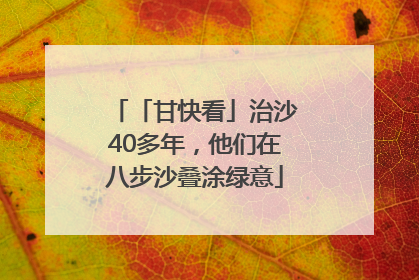 「甘快看」治沙40多年，他们在八步沙叠涂绿意