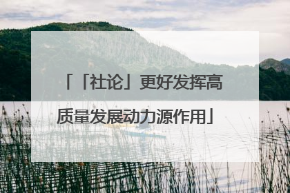 「社论」更好发挥高质量发展动力源作用