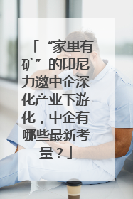 “家里有矿”的印尼力邀中企深化产业下游化，中企有哪些最新考量？