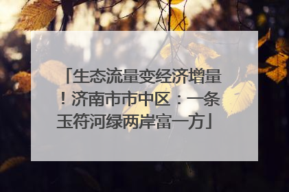 生态流量变经济增量！济南市市中区：一条玉符河绿两岸富一方