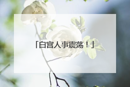 白宫人事震荡！