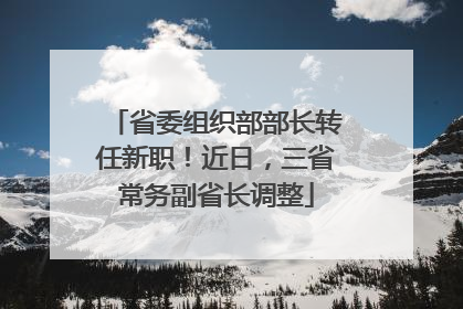 省委组织部部长转任新职！近日，三省常务副省长调整