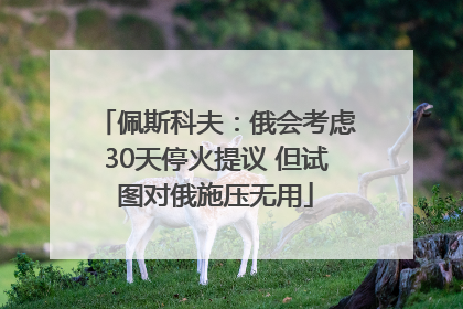 佩斯科夫：俄会考虑30天停火提议 但试图对俄施压无用