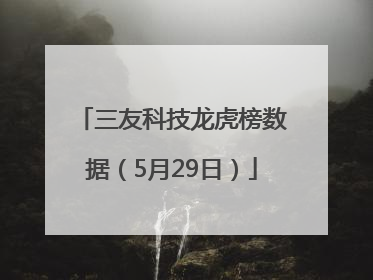 三友科技龙虎榜数据（5月29日）