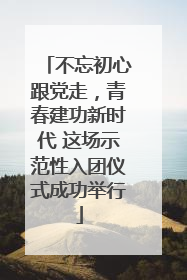 不忘初心跟党走，青春建功新时代 这场示范性入团仪式成功举行
