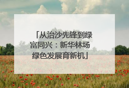 从治沙先锋到绿富同兴：新华林场绿色发展育新机