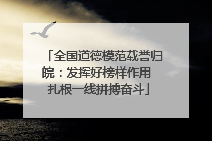 全国道德模范载誉归皖：发挥好榜样作用 扎根一线拼搏奋斗