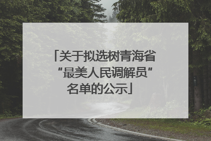 关于拟选树青海省“最美人民调解员” 名单的公示