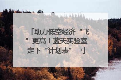 助力低空经济“飞”更高！蓝天实验室定下“计划表”→