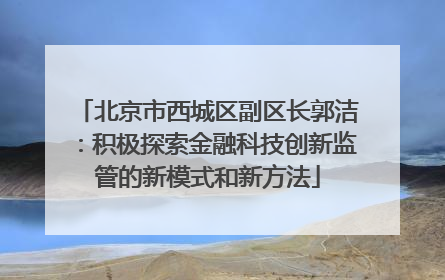 北京市西城区副区长郭洁：积极探索金融科技创新监管的新模式和新方法