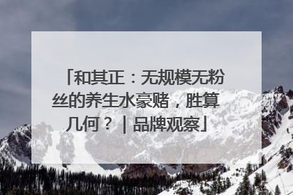 和其正：无规模无粉丝的养生水豪赌，胜算几何？｜品牌观察