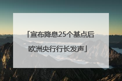 宣布降息25个基点后 欧洲央行行长发声