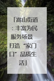 嵩山街道：丰富为民服务场景 打造“家门口”品质生活