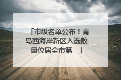 市级名单公布！青岛西海岸新区入选数量位居全市第一