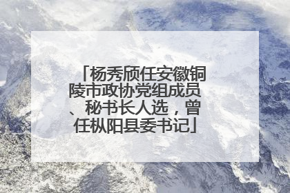 杨秀颀任安徽铜陵市政协党组成员、秘书长人选，曾任枞阳县委书记