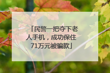 民警一把夺下老人手机，成功保住71万元被骗款