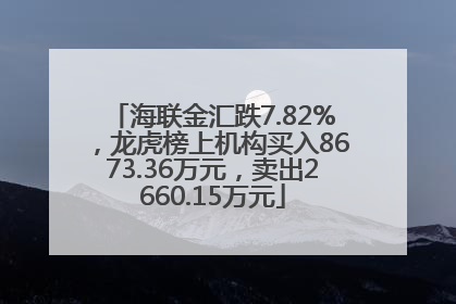 海联金汇跌7.82%，龙虎榜上机构买入8673.36万元，卖出2660.15万元
