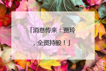 消息传来：贾玲，全资持股！
