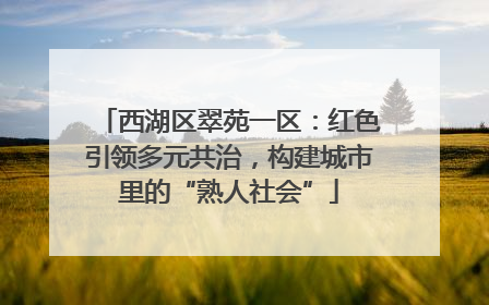 西湖区翠苑一区：红色引领多元共治，构建城市里的“熟人社会”