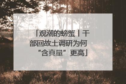 观潮的螃蟹丨干部回故土调研为何“含真量”更高