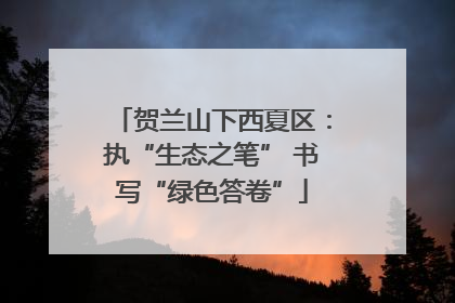 贺兰山下西夏区：执“生态之笔” 书写“绿色答卷”