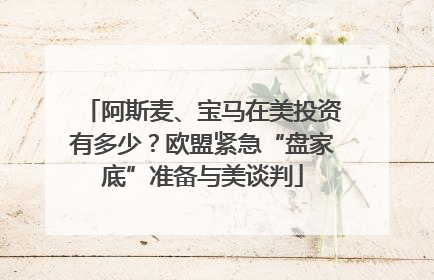 阿斯麦、宝马在美投资有多少？欧盟紧急“盘家底”准备与美谈判