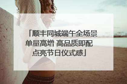 顺丰同城端午全场景单量高增 高品质即配点亮节日仪式感