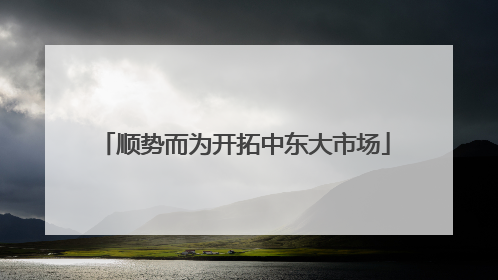 顺势而为开拓中东大市场