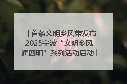 首条文明乡风带发布 2025宁波“文明乡风润四明”系列活动启动