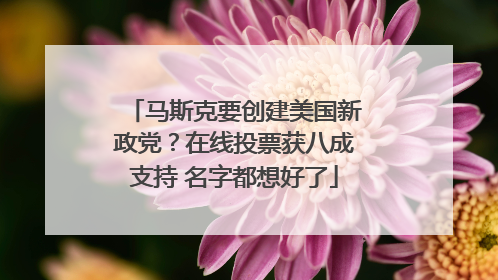 马斯克要创建美国新政党？在线投票获八成支持 名字都想好了