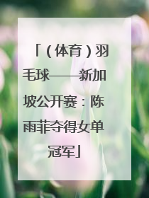（体育）羽毛球——新加坡公开赛：陈雨菲夺得女单冠军