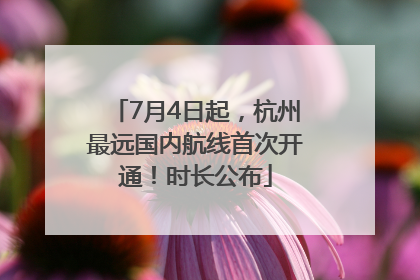 7月4日起，杭州最远国内航线首次开通！时长公布
