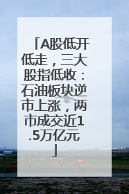 A股低开低走，三大股指低收：石油板块逆市上涨，两市成交近1.5万亿元
